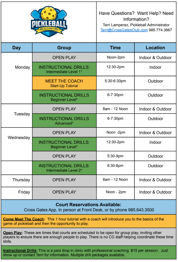 Pickleball - Slidell, LA | Cross Gates Family Fitness